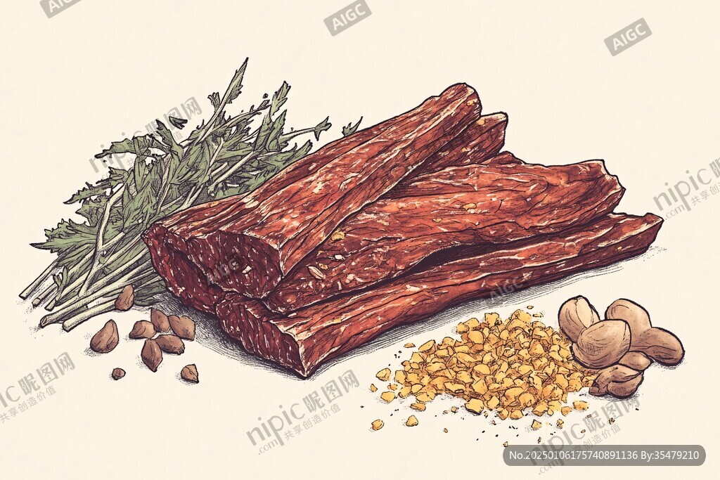 牛肉干插畫