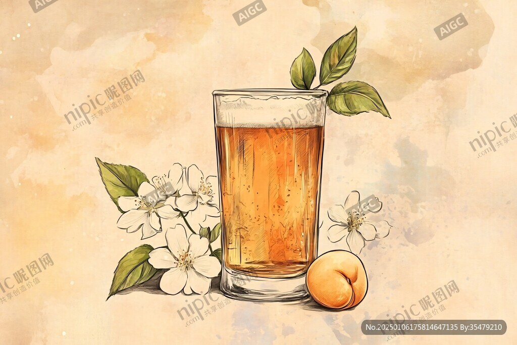 雪梨枇杷茶插畫