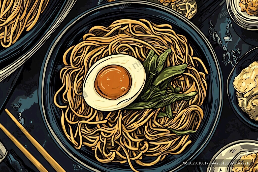 干拌面插畫