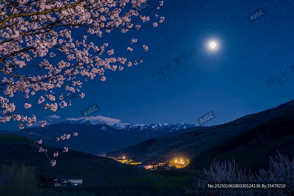 月下杏花