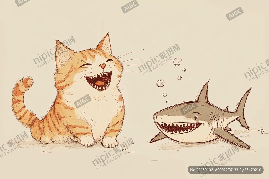 貓魚手繪插畫