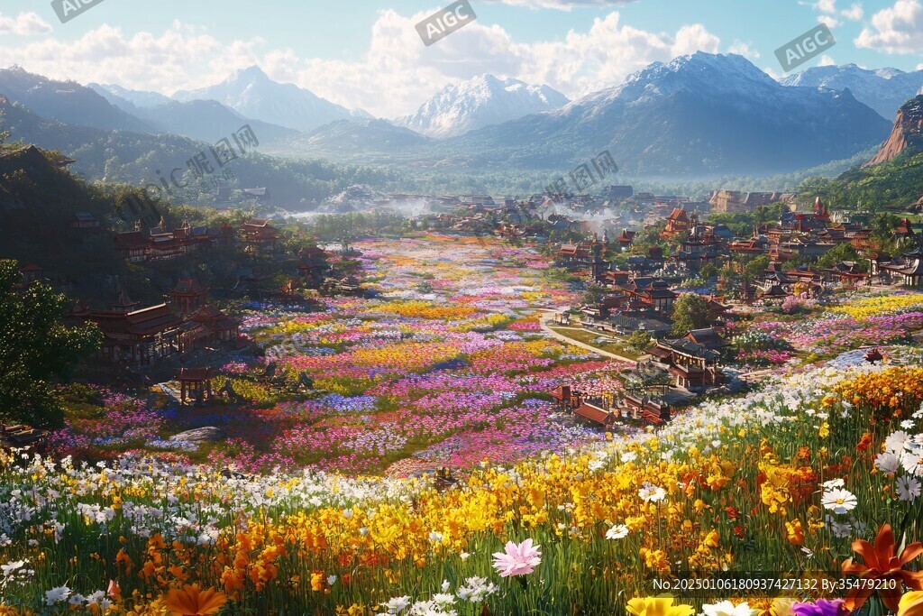 唯美花田場景