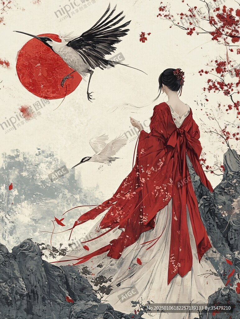 紅衣少女設(shè)計(jì)古風(fēng)