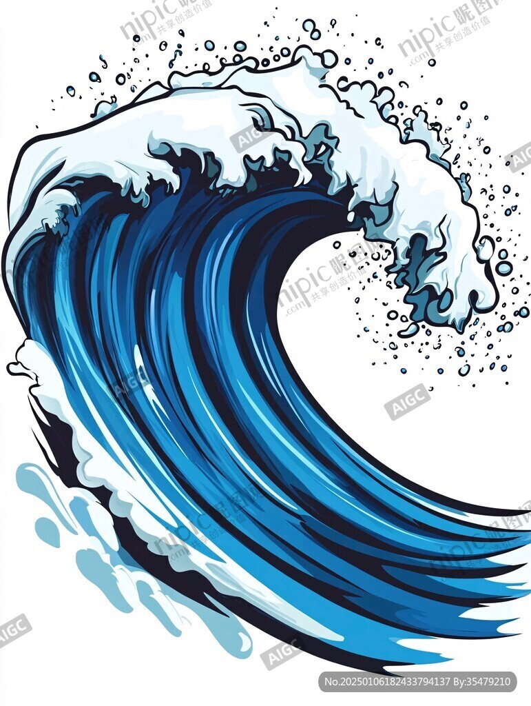 手繪海浪圖