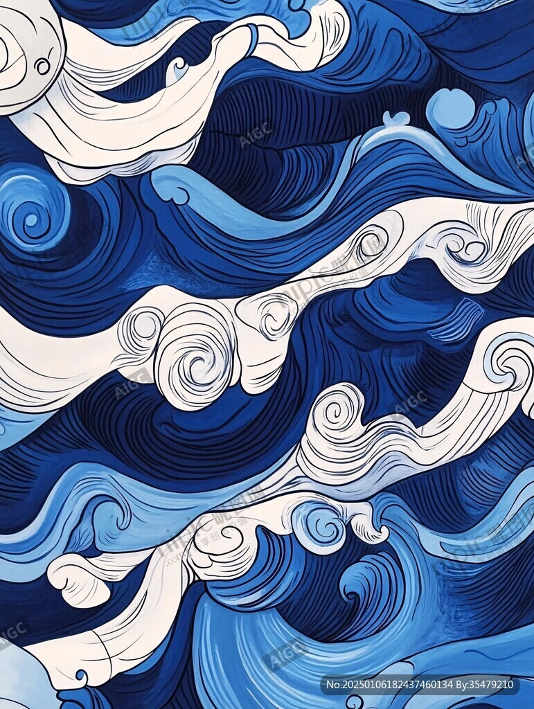 浪濤翻滾包裝底紋