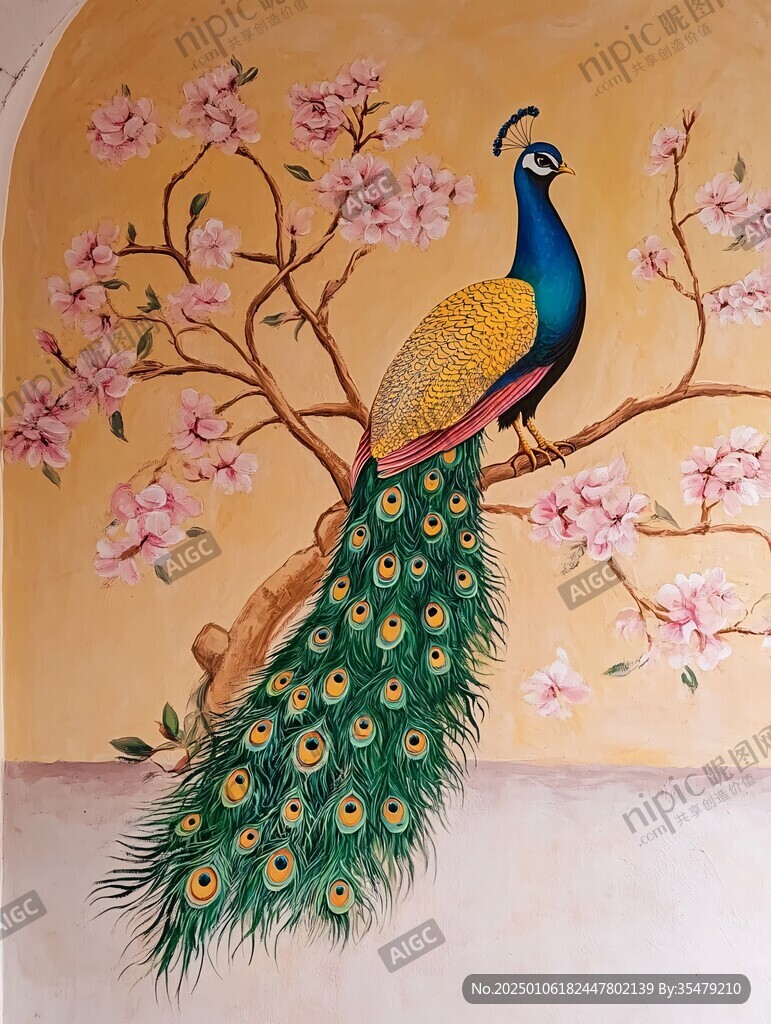 花鳥墻繪