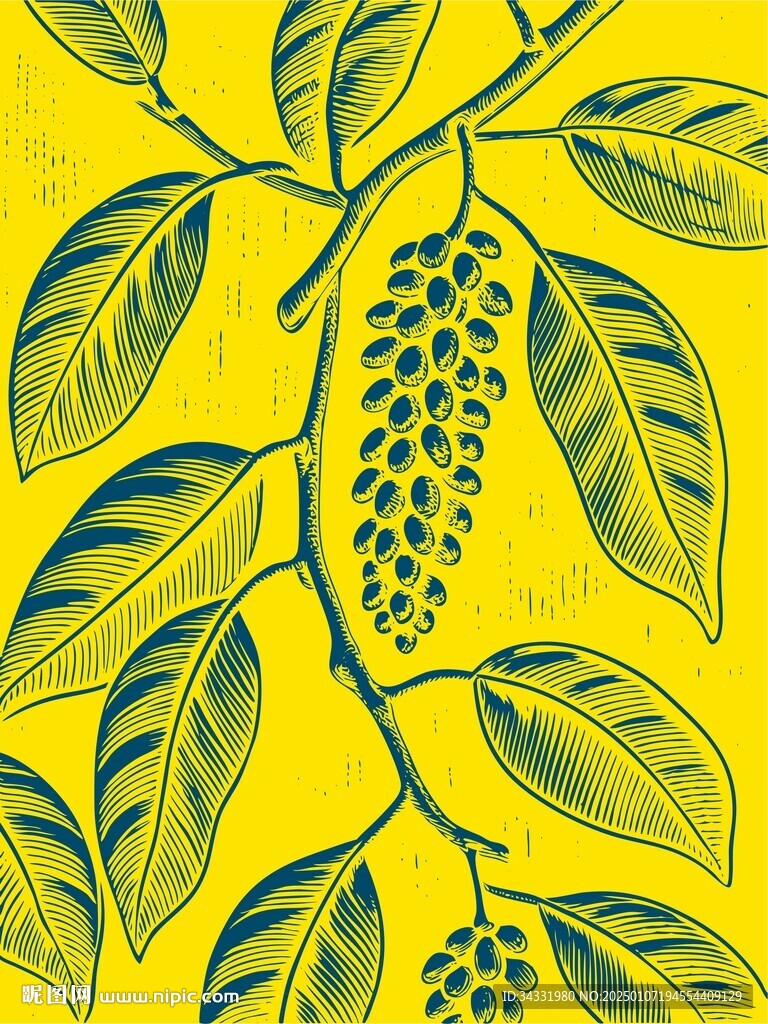 熱帶植物花草印花圖案