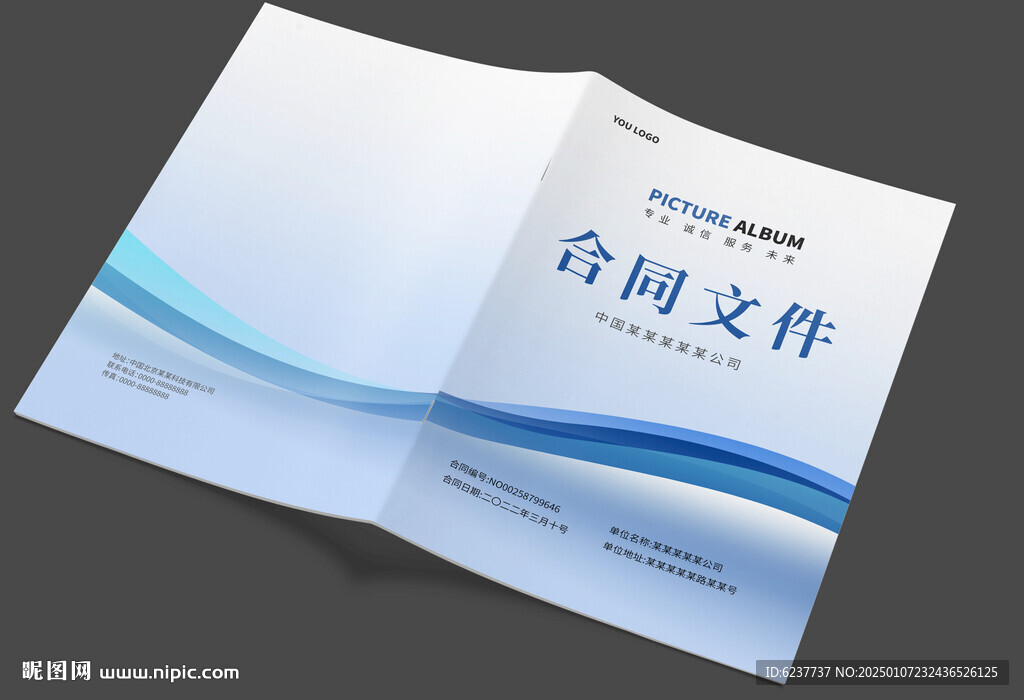 藍(lán)色合同書封面封皮