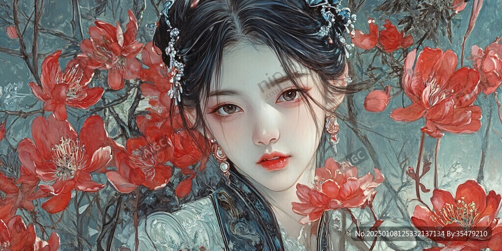 古風(fēng)美女頭像插畫封面