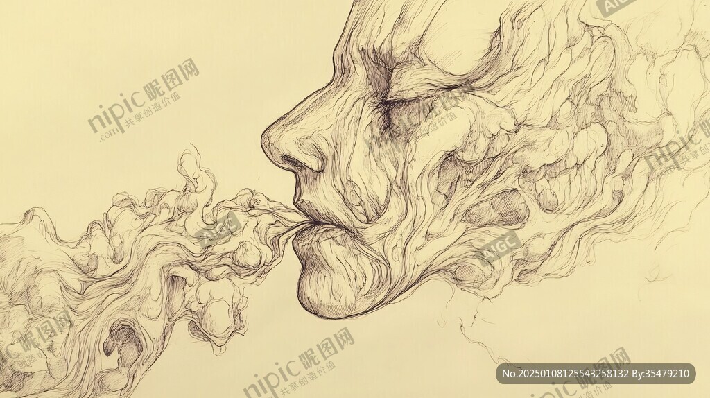 扭曲人像插畫