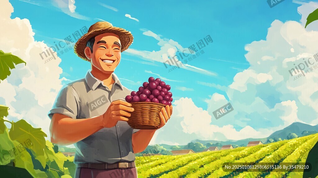 采摘葡萄插畫