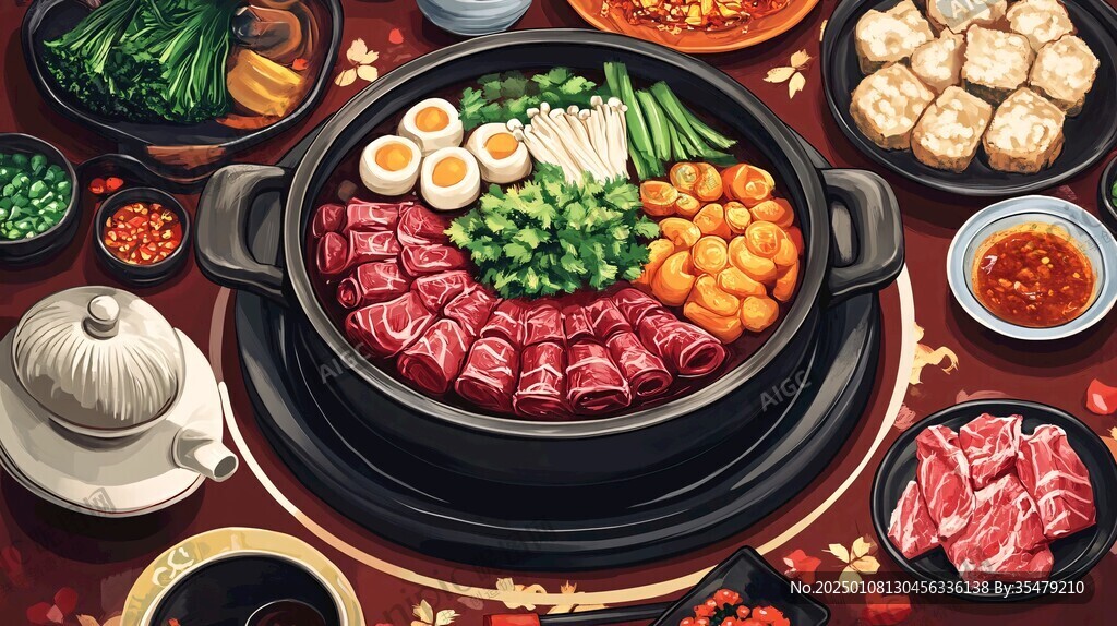 韓式火鍋插畫