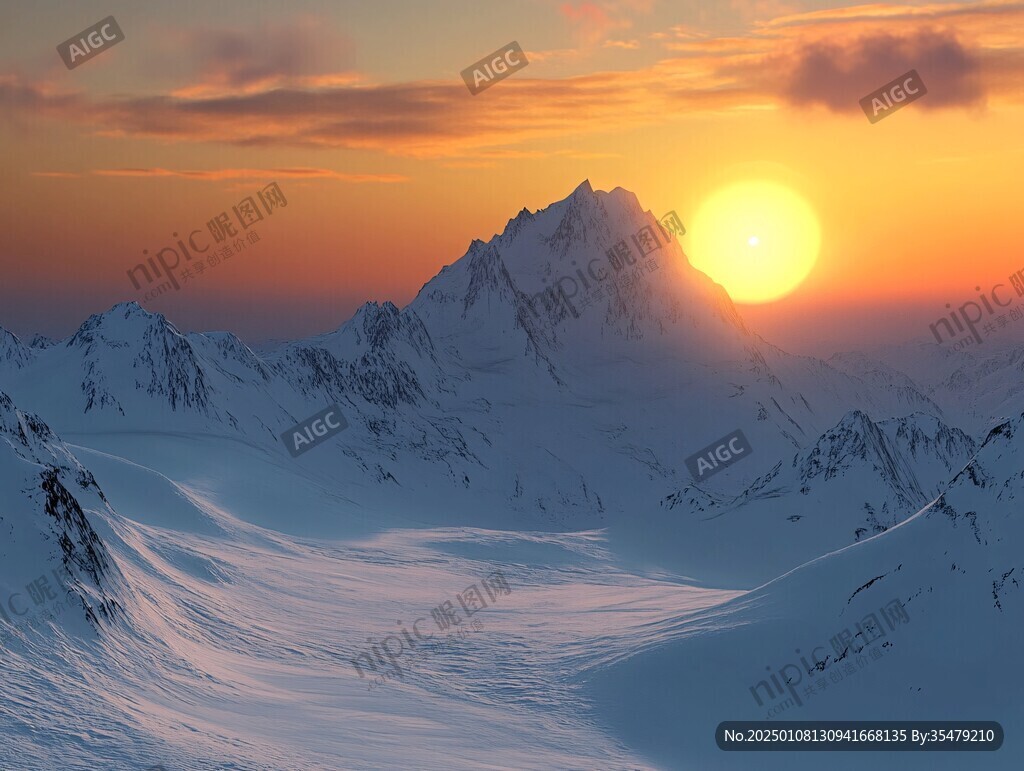 雪山之巔日落
