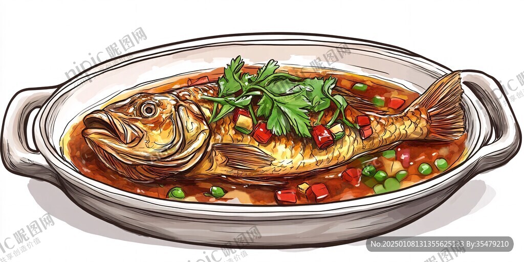 大醬燜鲅魚插畫