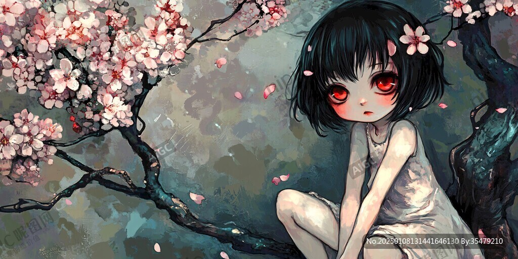 櫻花樹(shù)下的少女