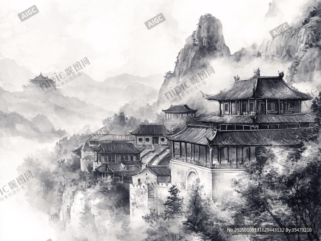 山水樓閣雅致意境風