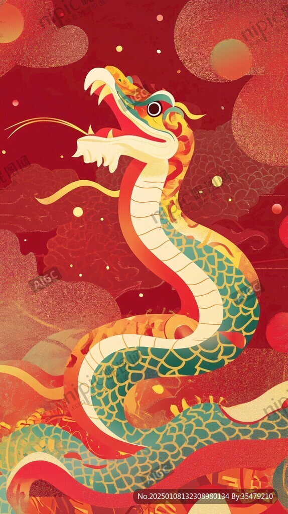 龍年扁平風(fēng)插畫