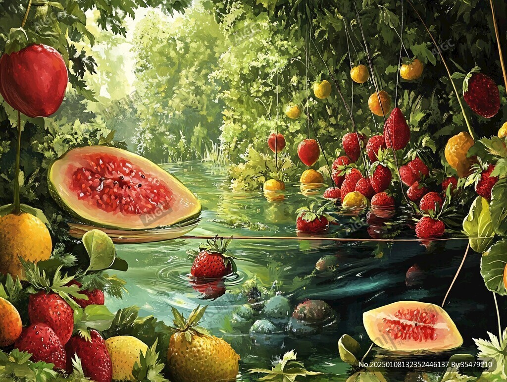 水果林手繪插畫