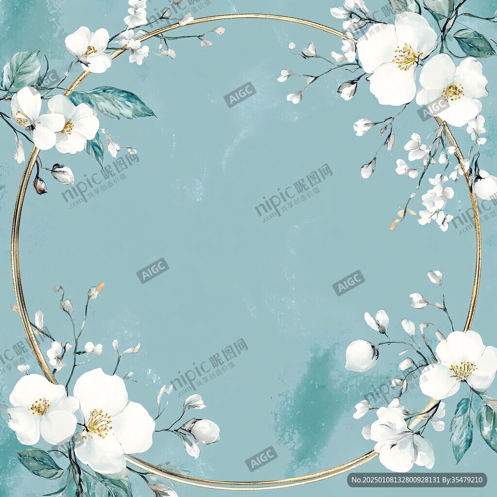 復古藍底櫻桃花