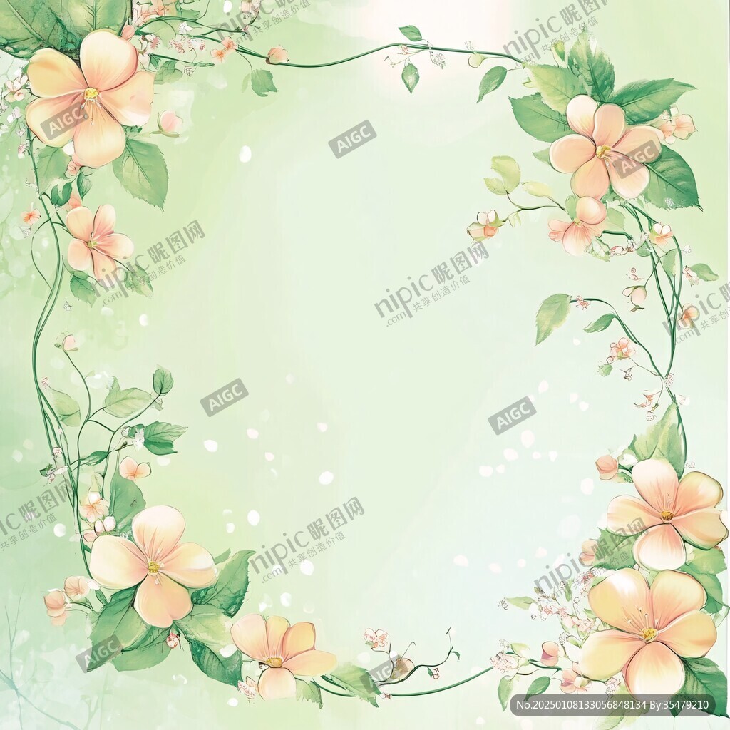 綠葉鮮花背景圖
