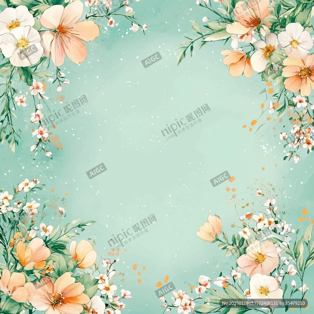 綠葉鮮花背景圖