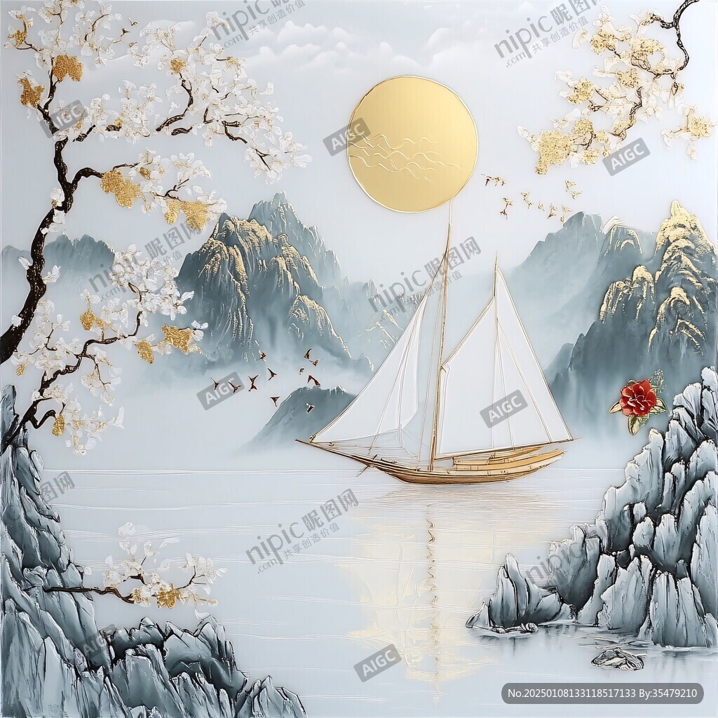 一帆风顺背景墙 一帆风顺背景墙