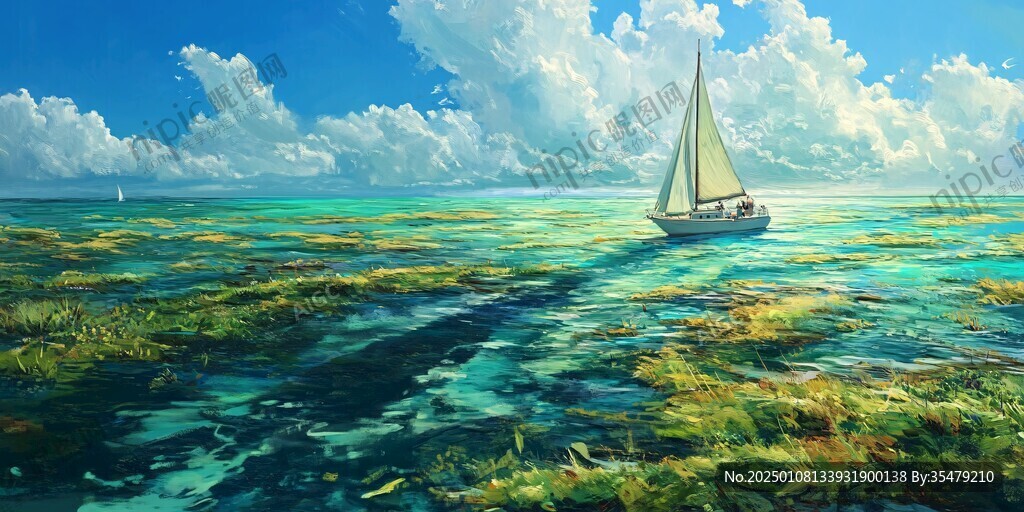 海上風(fēng)光油畫