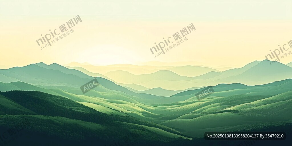 寬幅拼接綠色遠(yuǎn)山