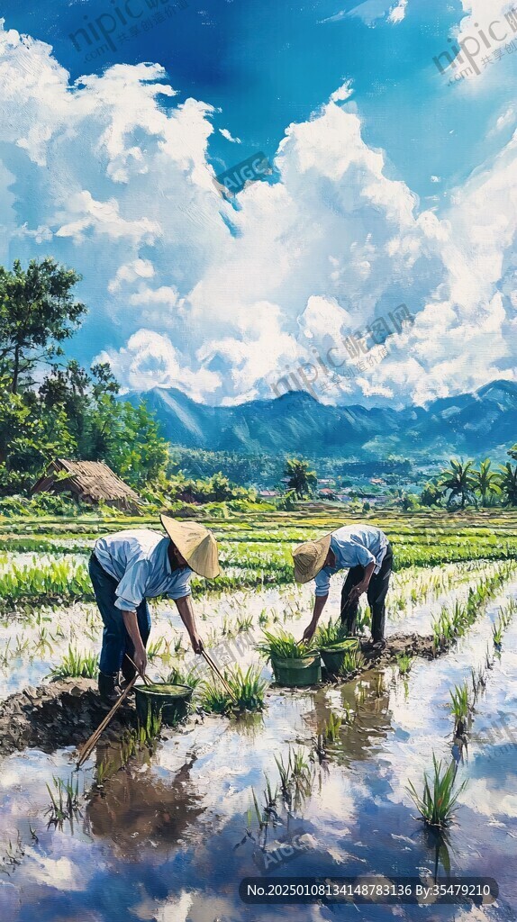 農民種地種田勞動場景