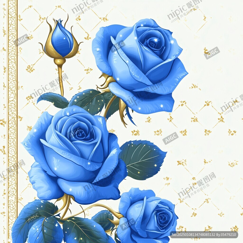 藍色玫瑰花底紋