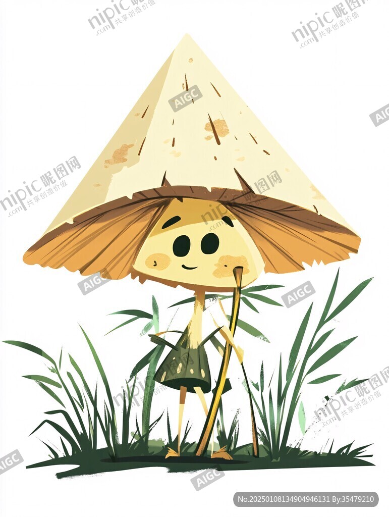 處暑小女孩草帽插畫