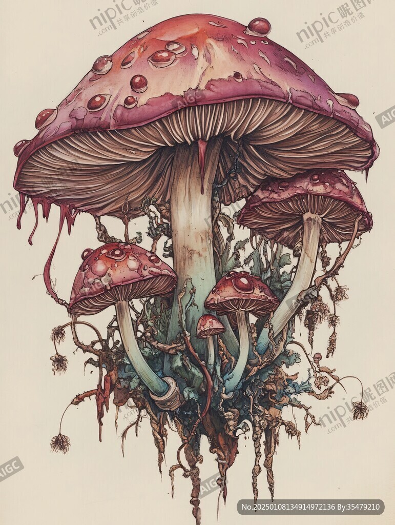 紅菇插畫手繪