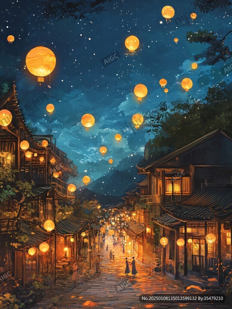掛滿燈籠的街道