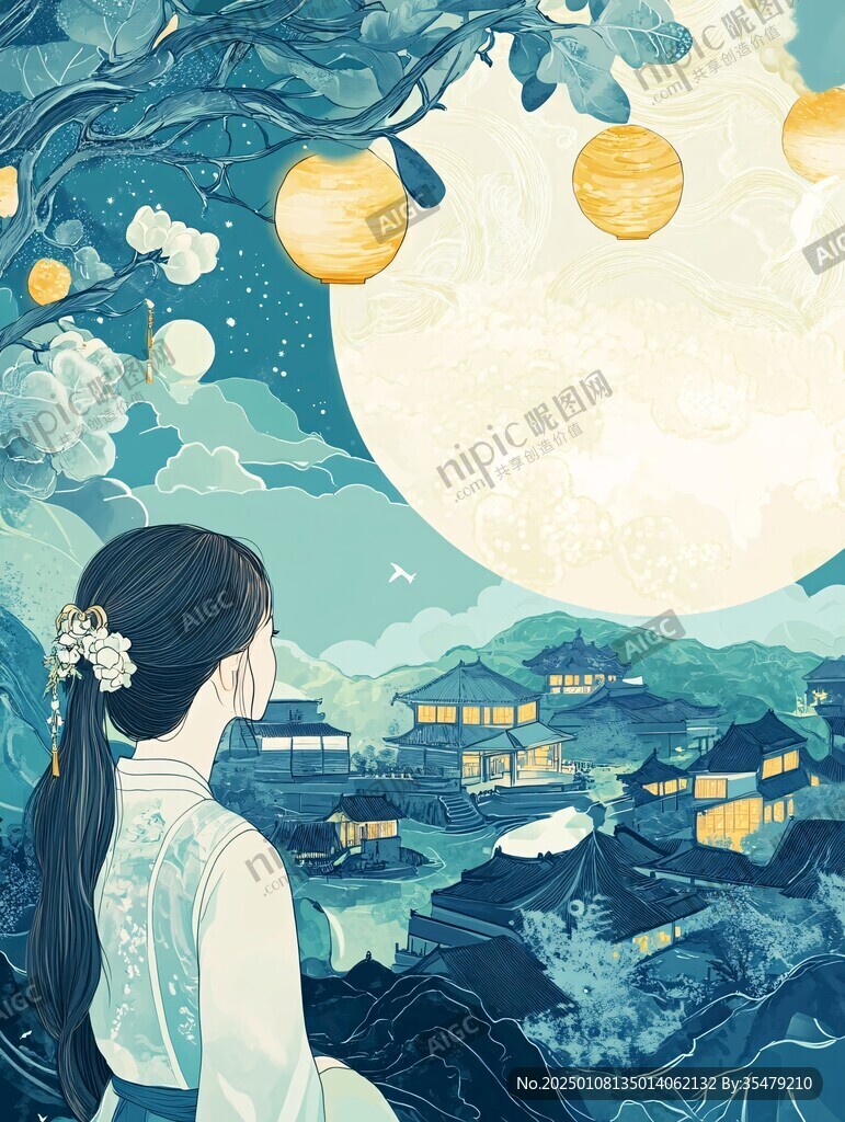 中秋古裝插畫