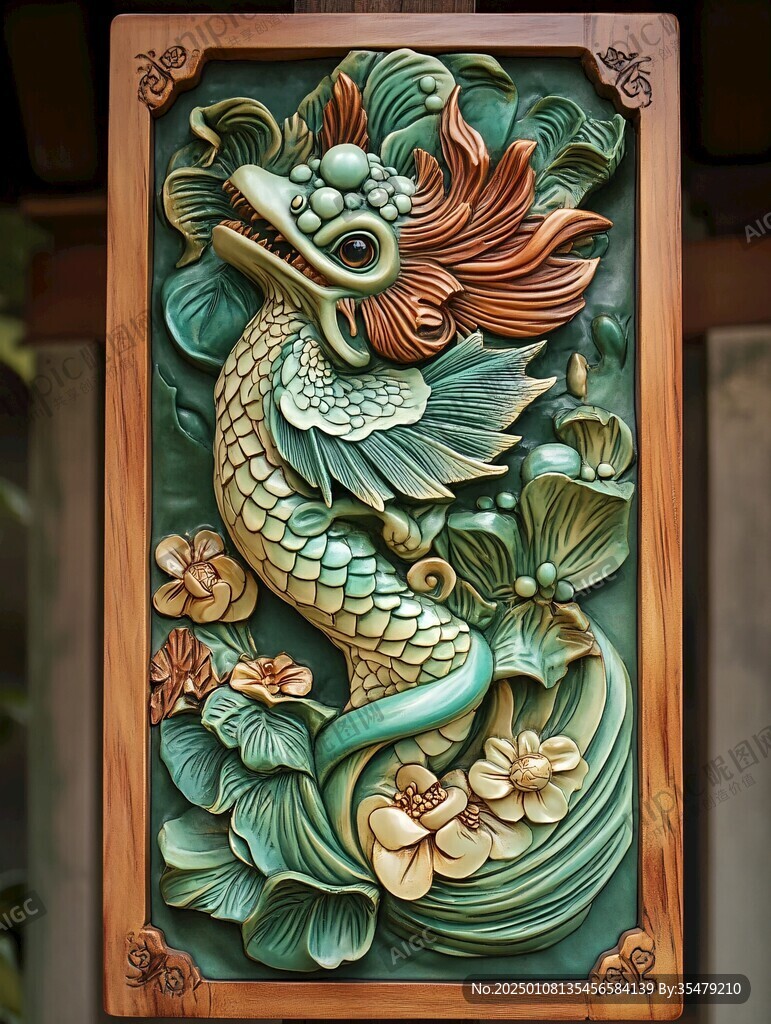 浮雕連年有余