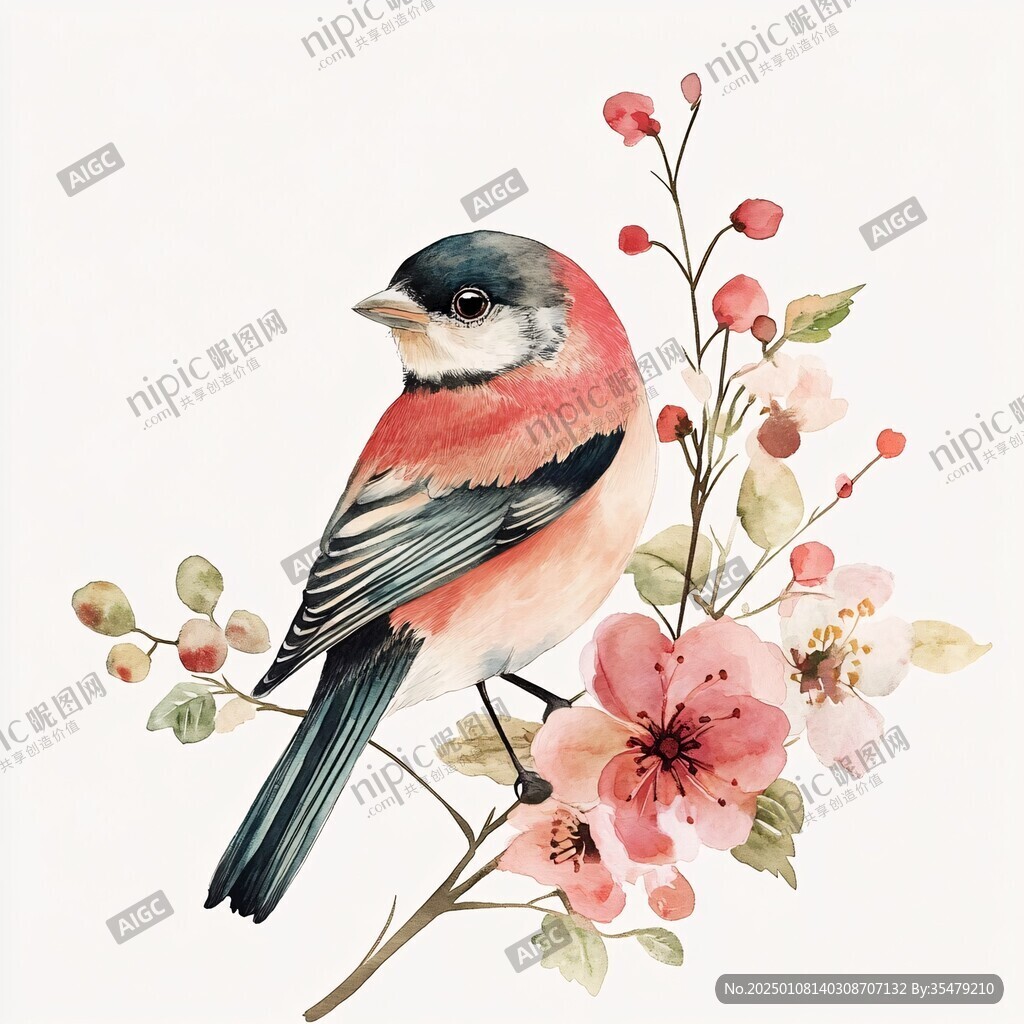 高清小鳥(niǎo)樹(shù)枝插畫(huà)