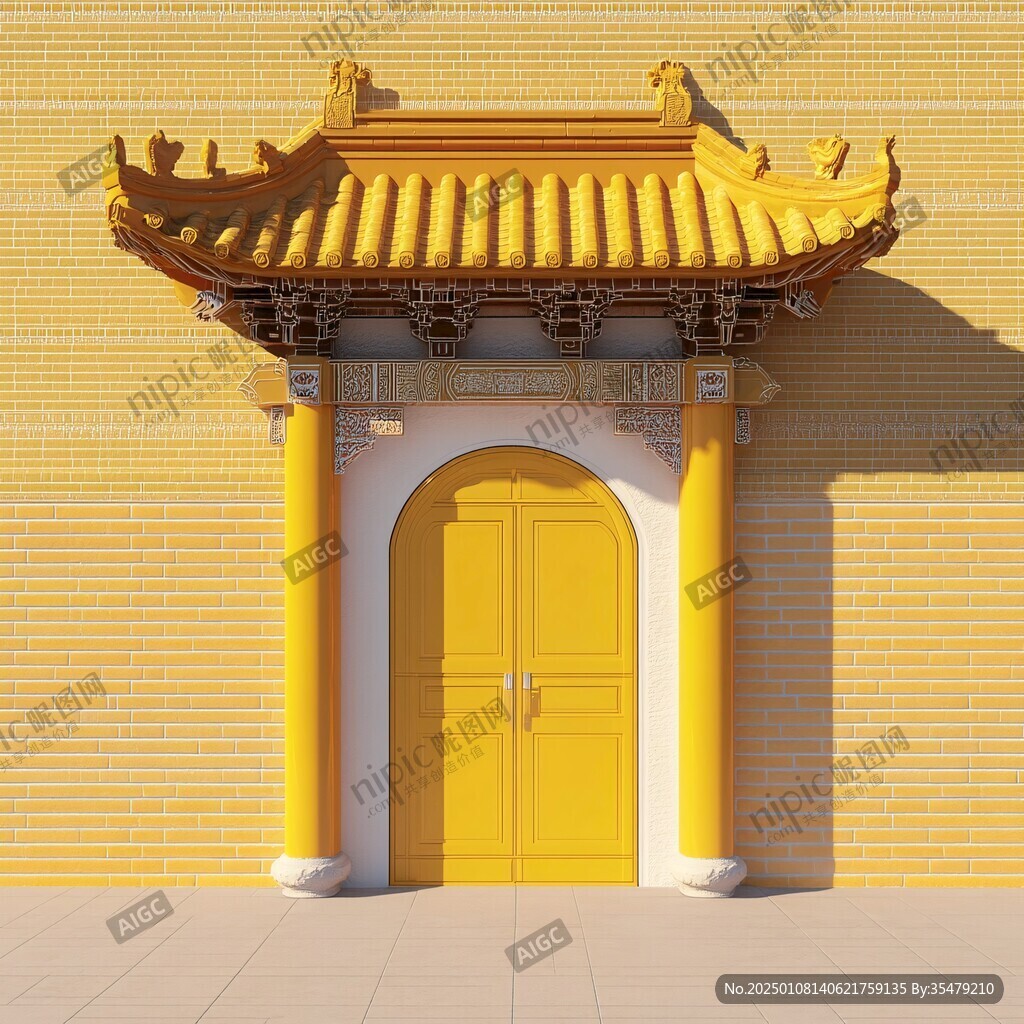 金色漸變新中式大門