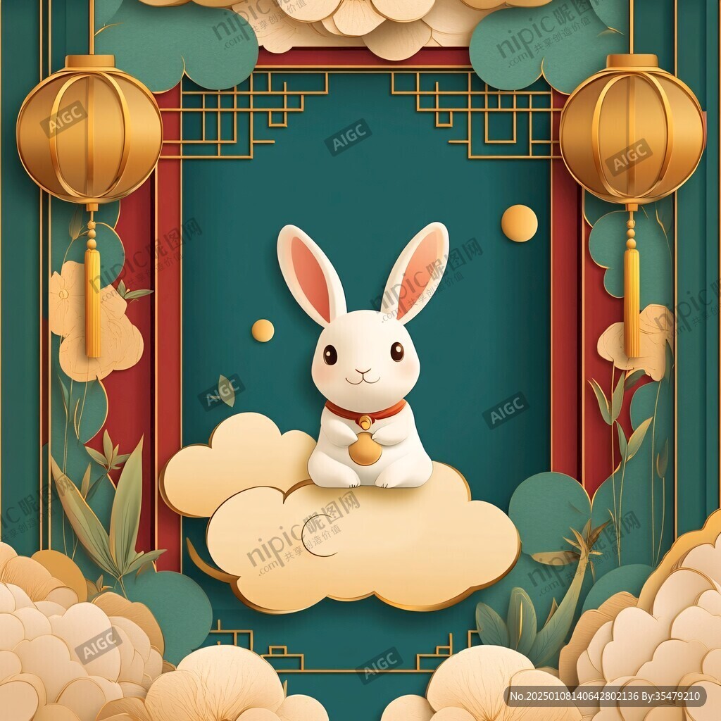 兔年中式插畫