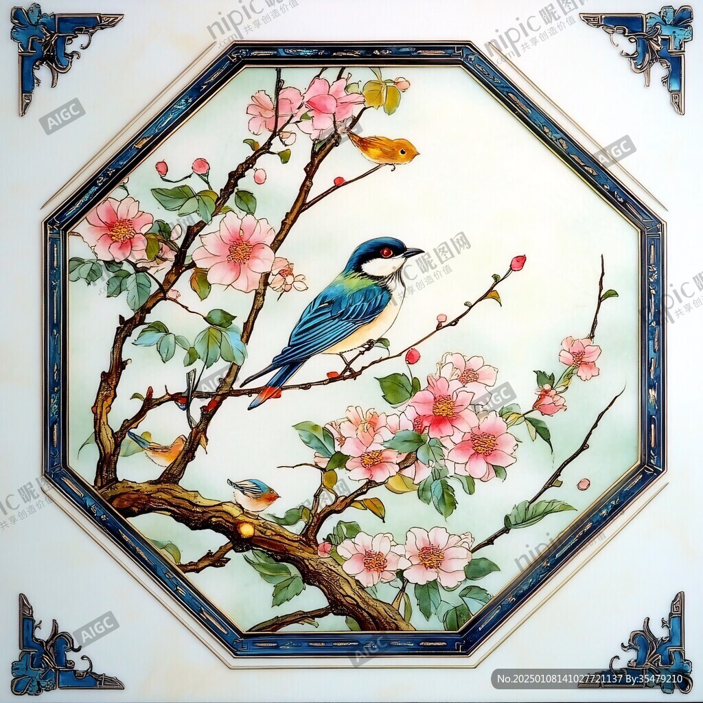 梅花花鳥(niǎo)壁畫(huà)