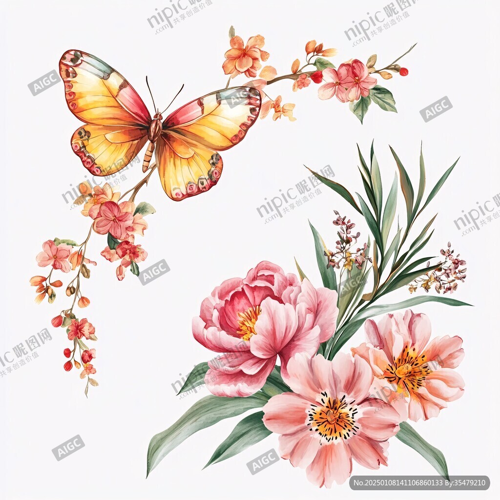 花卉蝴蝶素材