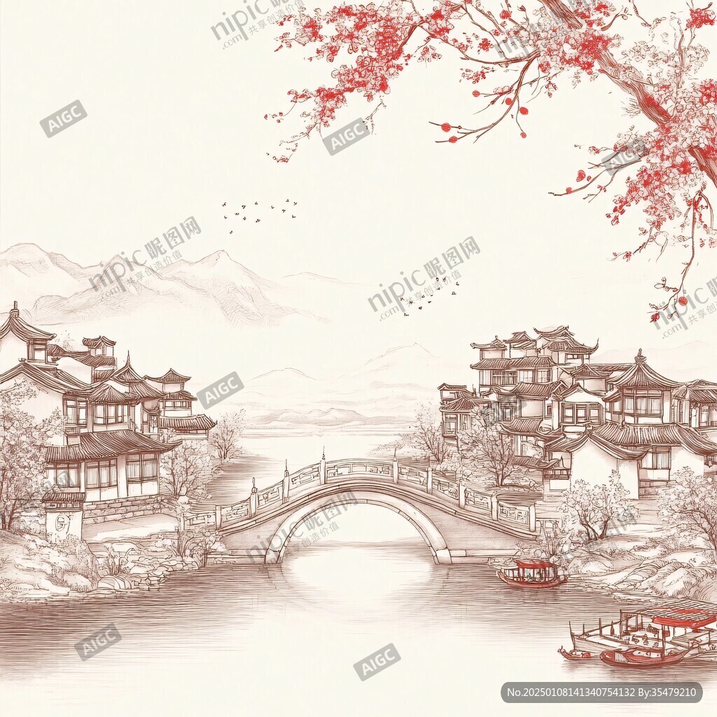 江南建筑風(fēng)景插畫