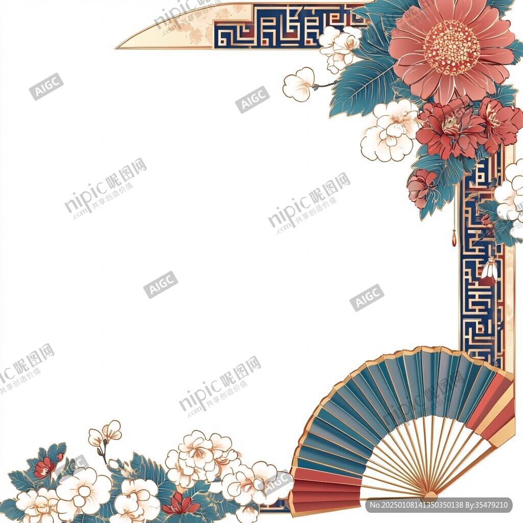 扇形底紋邊框