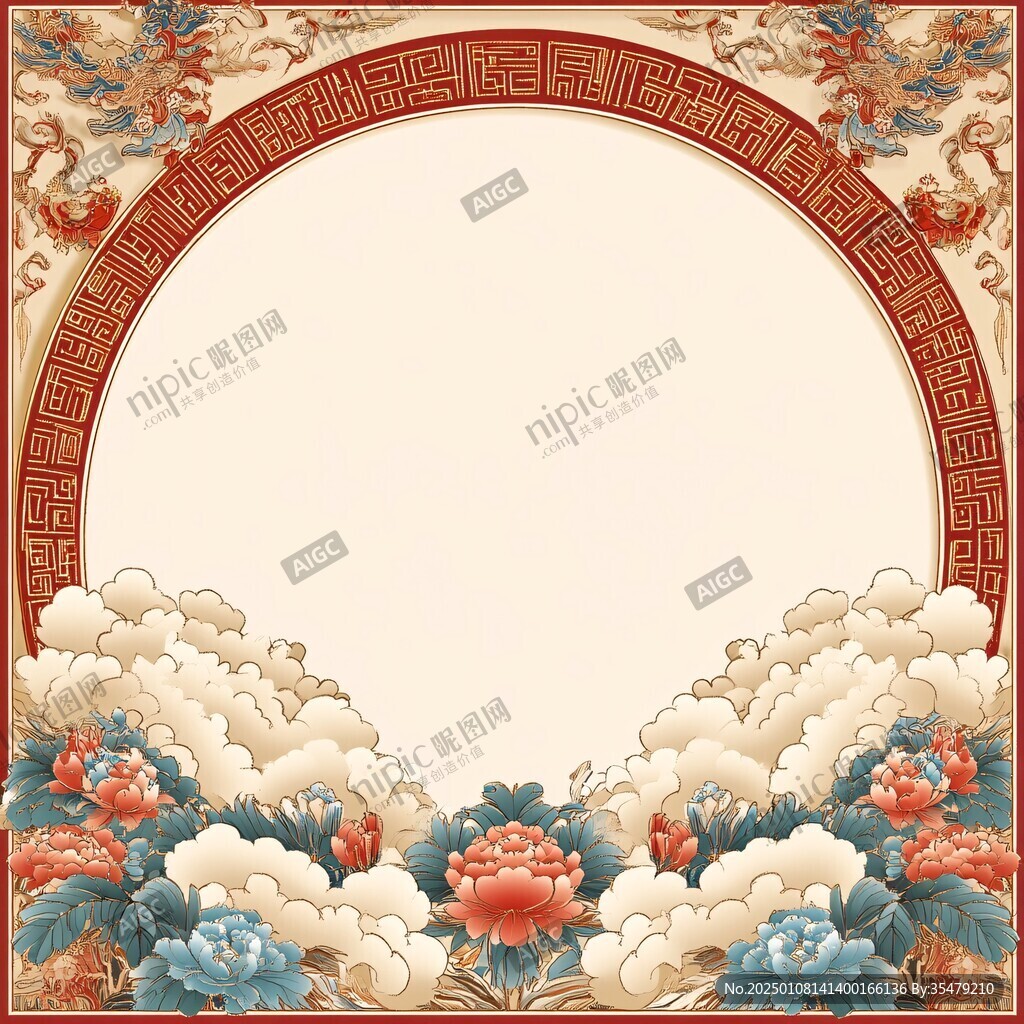 中式牡丹花花紋