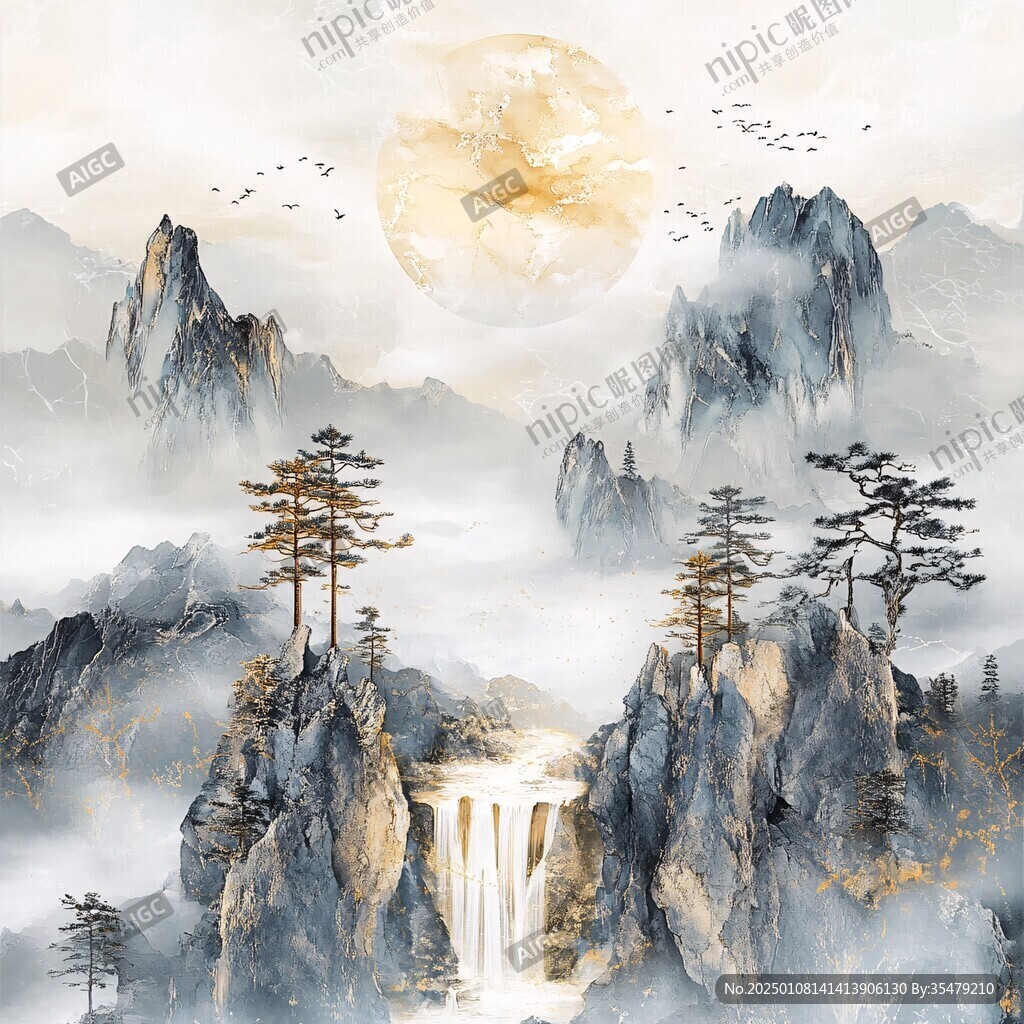 新中式金色山水