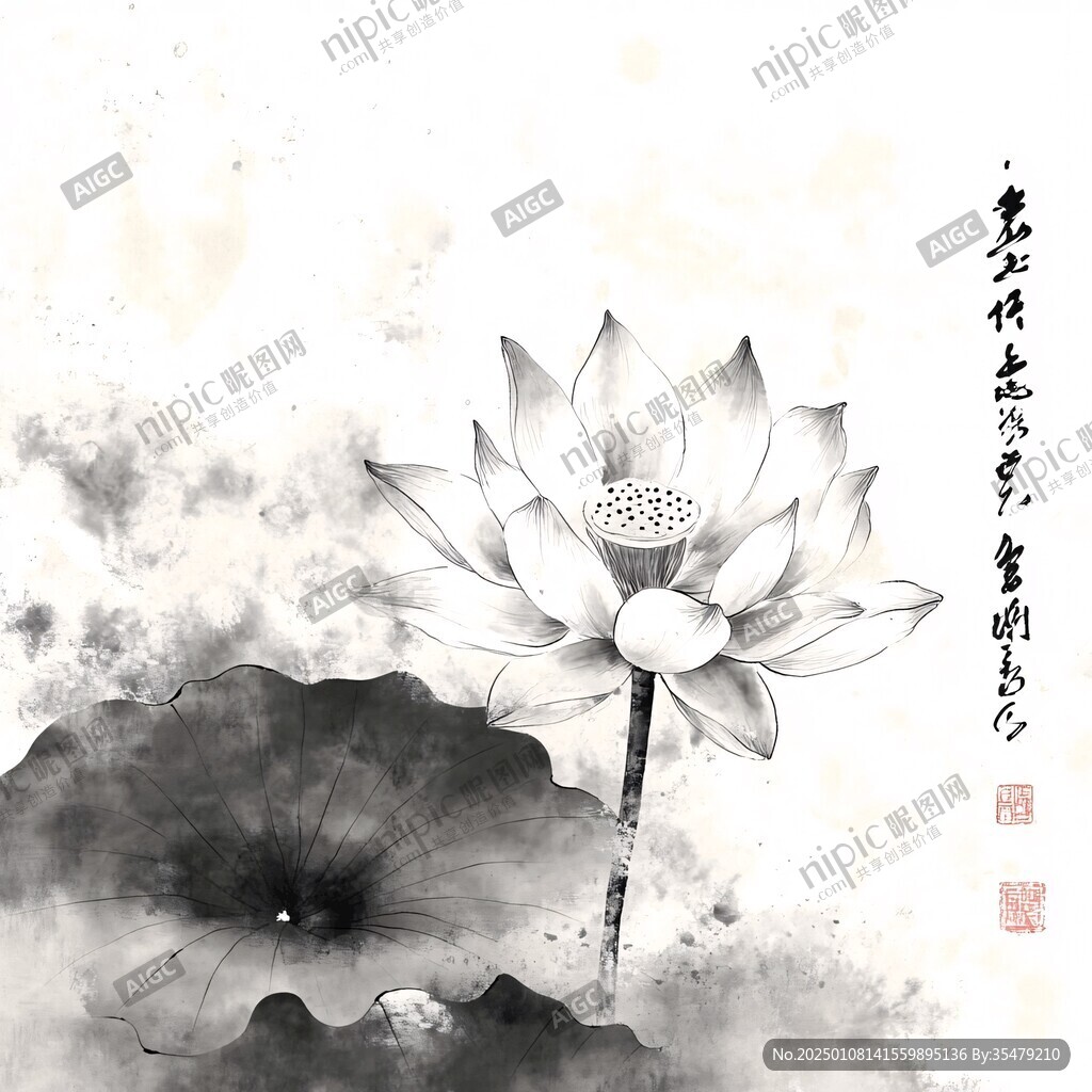 水墨蓮花愛蓮說