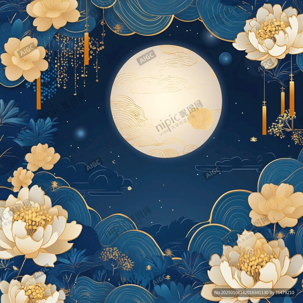 花好月圓包裝插畫