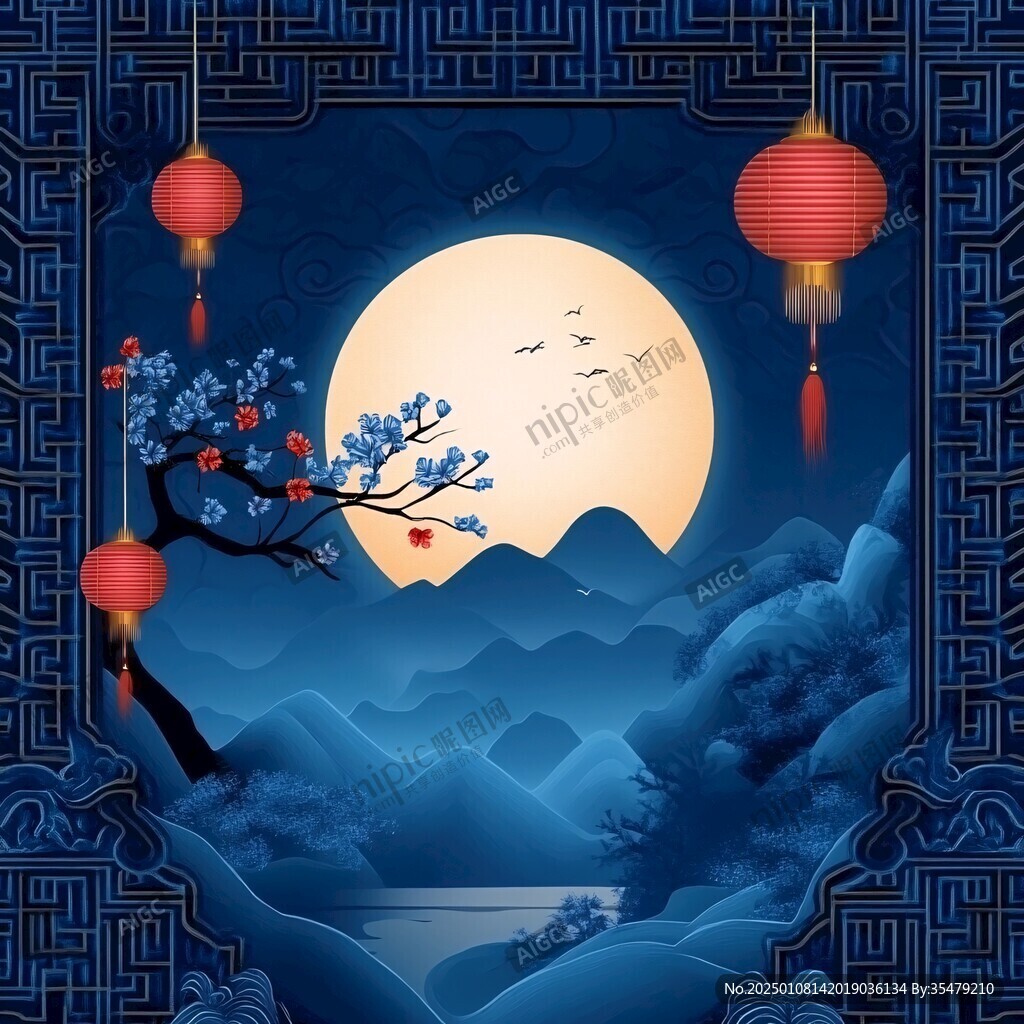 花好月圓包裝插畫