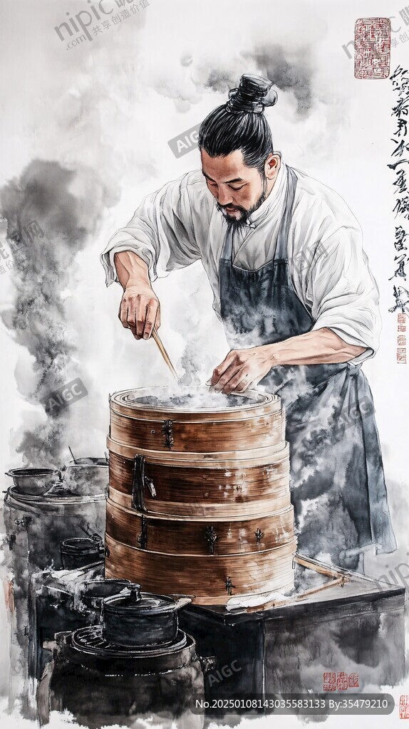 磨豆腐插畫墻畫