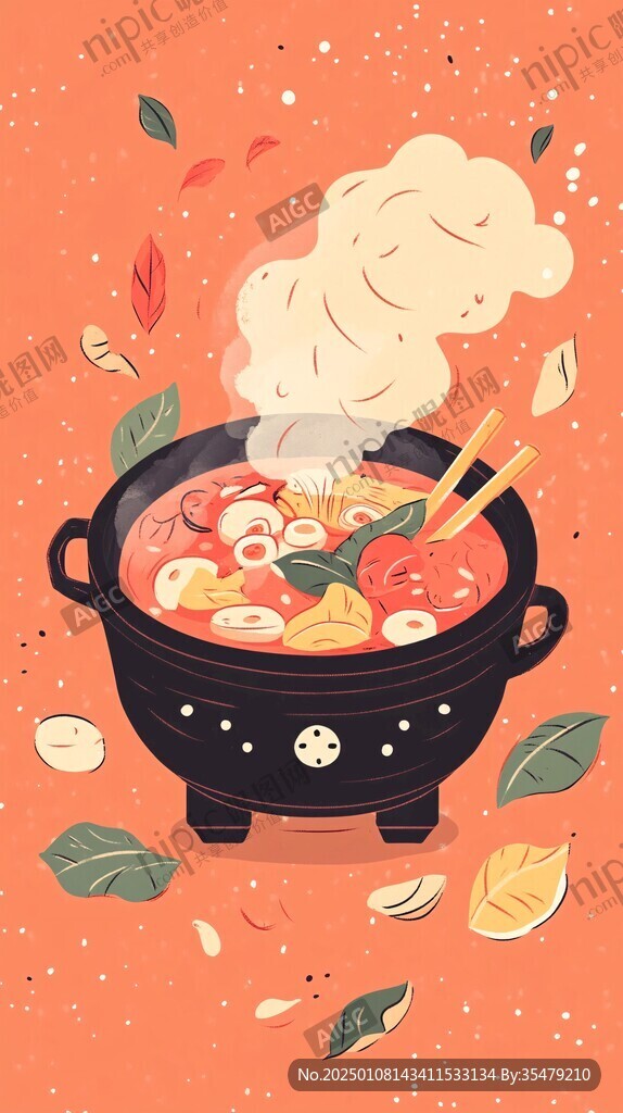 番茄火鍋插畫
