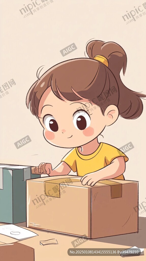女孩包裝盒插畫